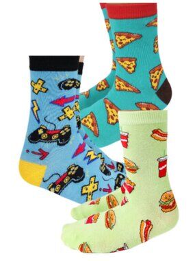 Kid's Uptown Sox Crew Sock Bundle | Food-Themed Patterns | Mix & Match | NWT